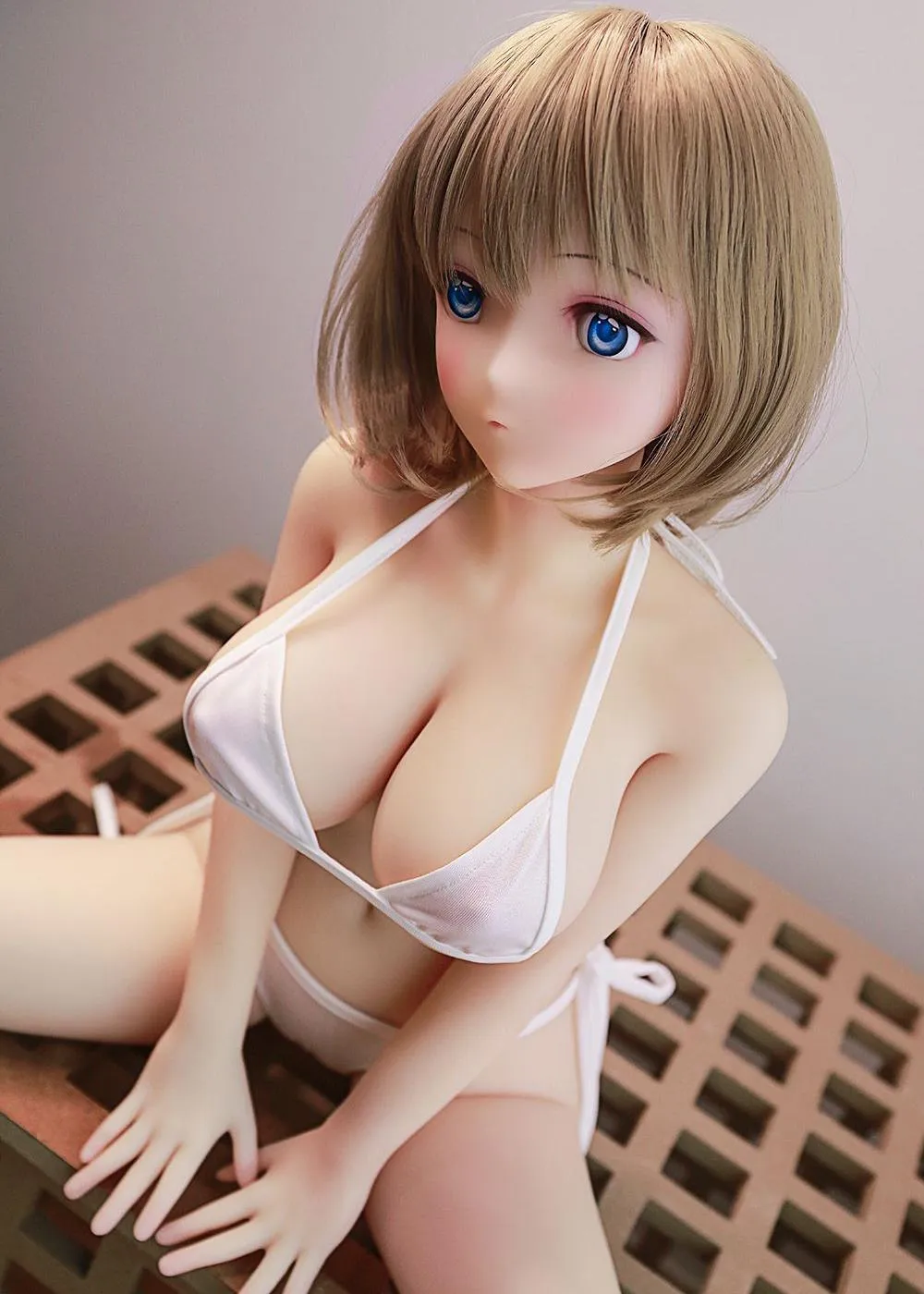 31.5IN 13.2LB Sex Doll Blue Eyes With Long Black Hair And Long Blonde Hair【US Stock Available ONLY】