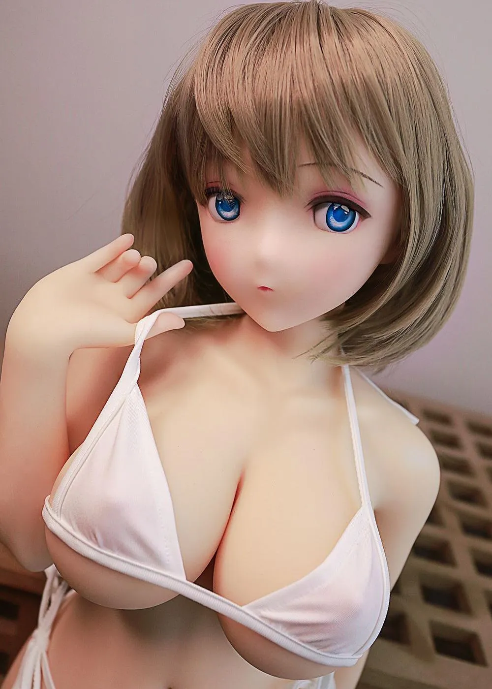 31.5IN 13.2LB Sex Doll Blue Eyes With Long Black Hair And Long Blonde Hair【US Stock Available ONLY】