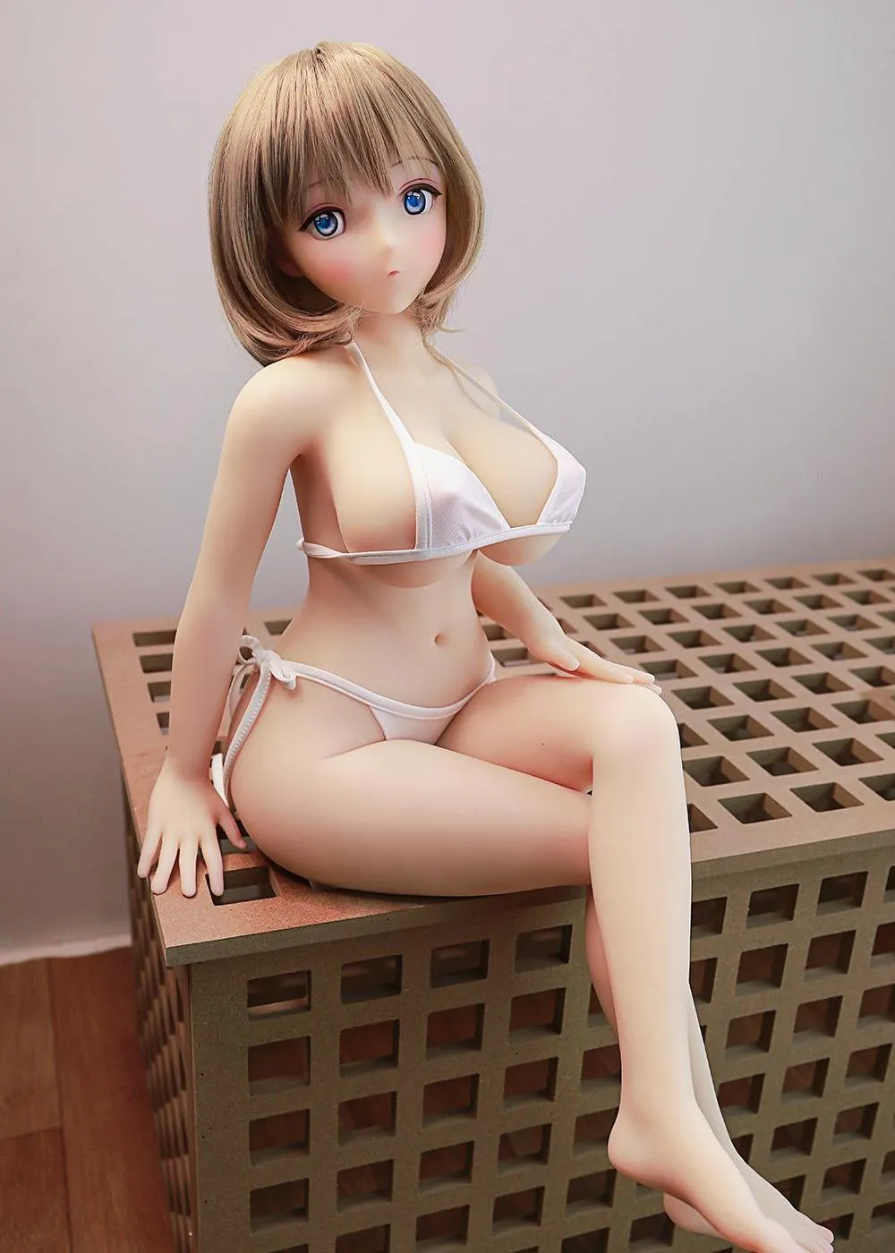 31.5IN 13.2LB Sex Doll Blue Eyes With Long Black Hair And Long Blonde Hair【US Stock Available ONLY】