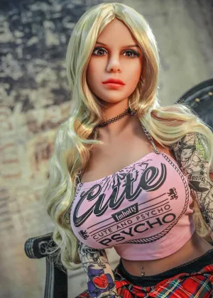 55.1IN 57.3LB Sex Doll Black Eyes With Long Blonde Curly【US Stock Available ONLY】