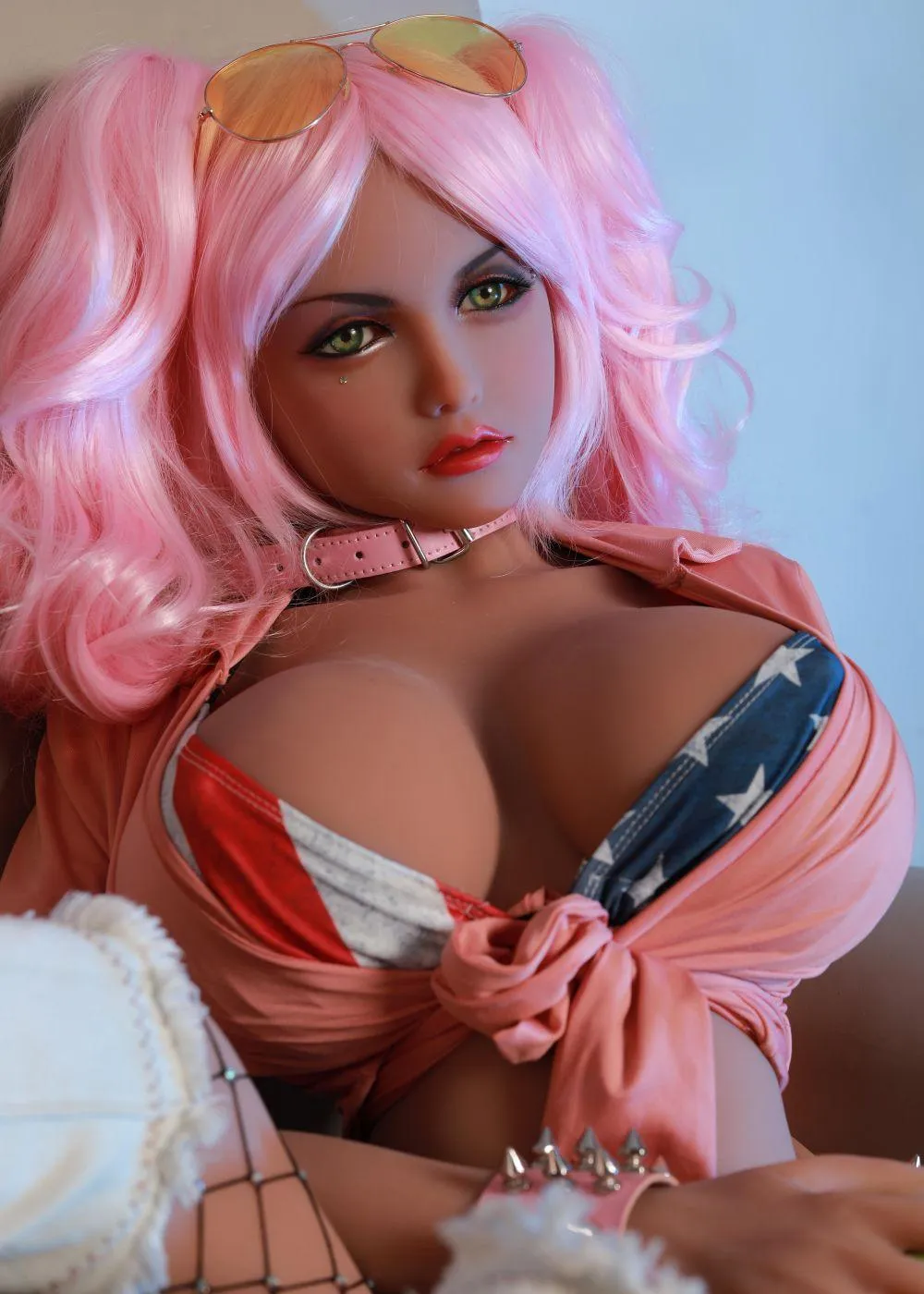 62.2IN 66.1LB Sex Doll Green Eyes With Pictured Pink Hair【US Stock Available ONLY】