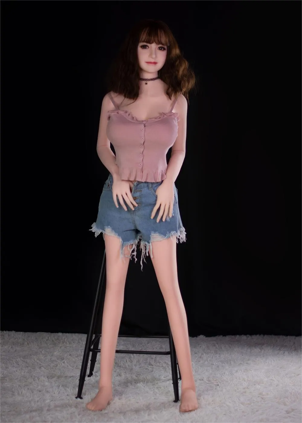 62.2IN 72.8LB Lovely Sex Doll Skin-colored Short Cute Girl With Black Curly Hair Love Dolls【US Stock Available ONLY】