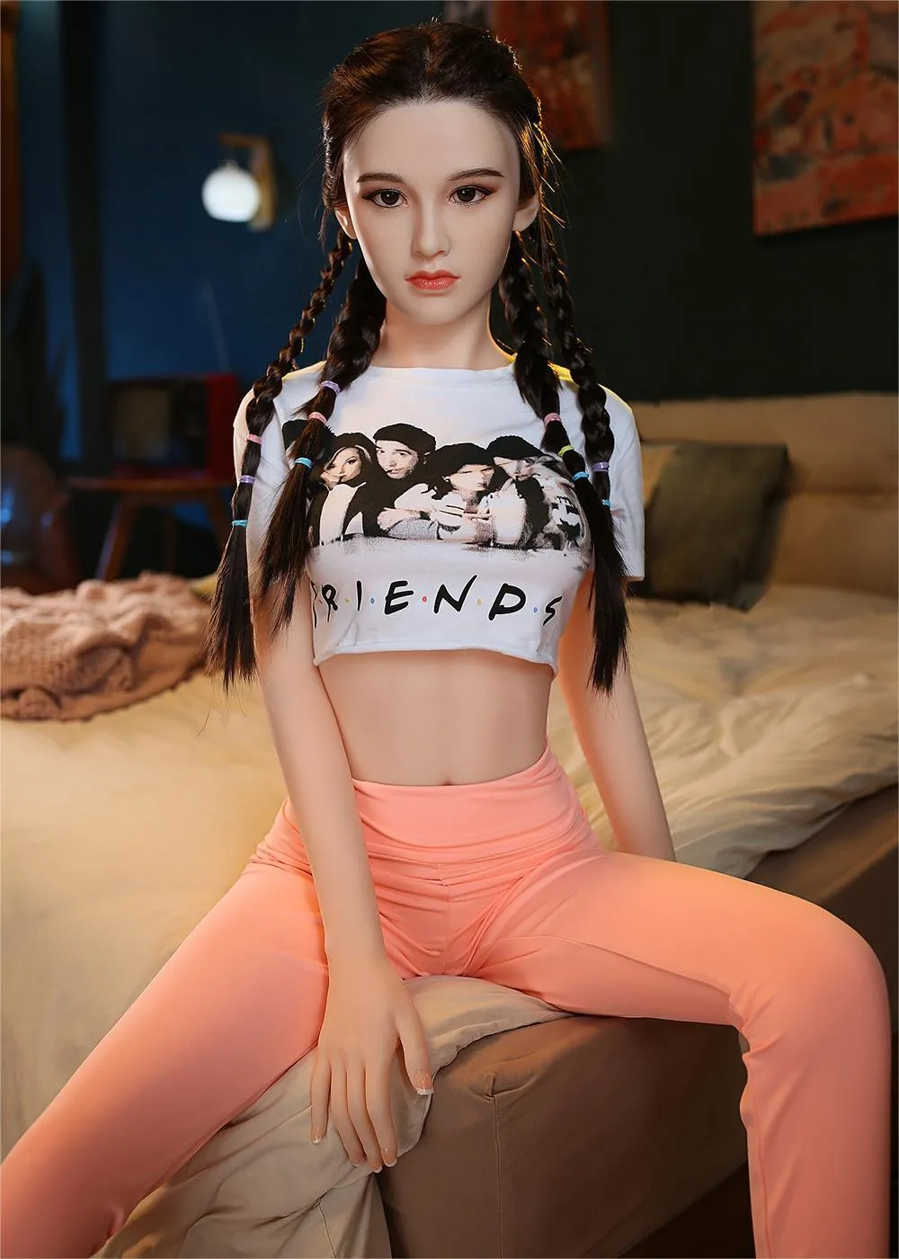 63IN 63.9LB Lovely Girl Doll With Brown Hair With Pink Nipples【US Stock Available ONLY】