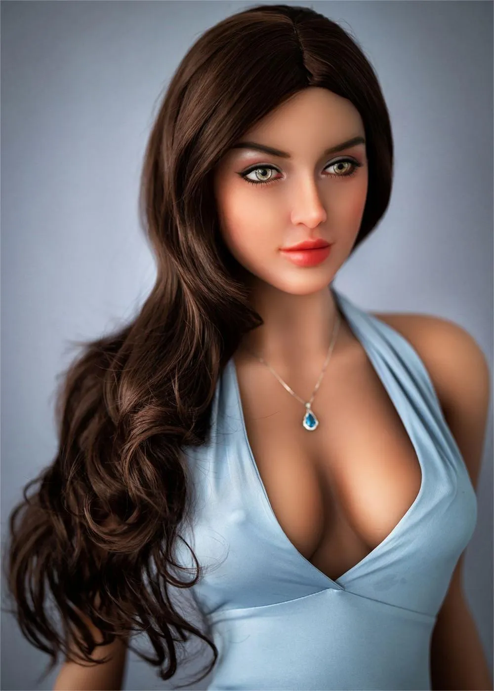 65.4IN 72.8LB Sexy Secretary Doll Wheat-colored Skin Curly Brown Hair Charming Love Doll 【US Stock Available ONLY】