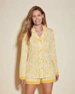 Bedrucktes Langärmeliges Top & Boxer Pyjama-Set