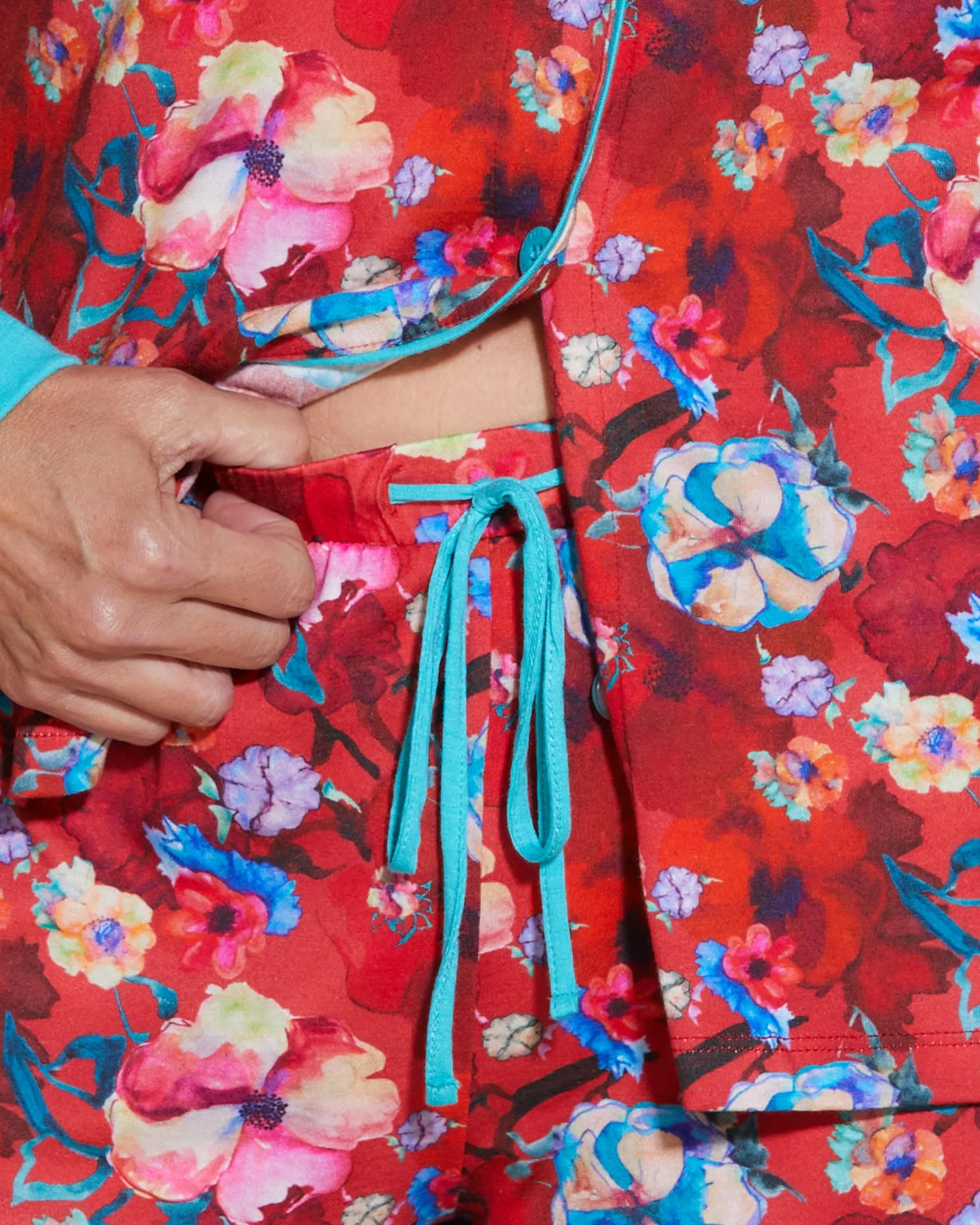 Bedrucktes Langärmeliges Top & Boxer Pyjama-Set