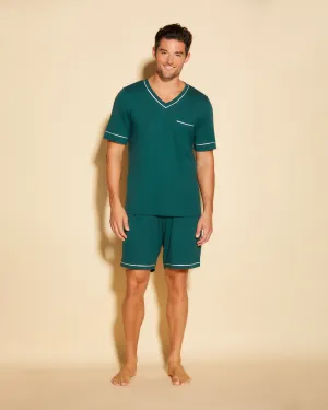 Conjunto De Pijama Para Hombre Con Camisa De Manga Corta Y Pantalones Cortos