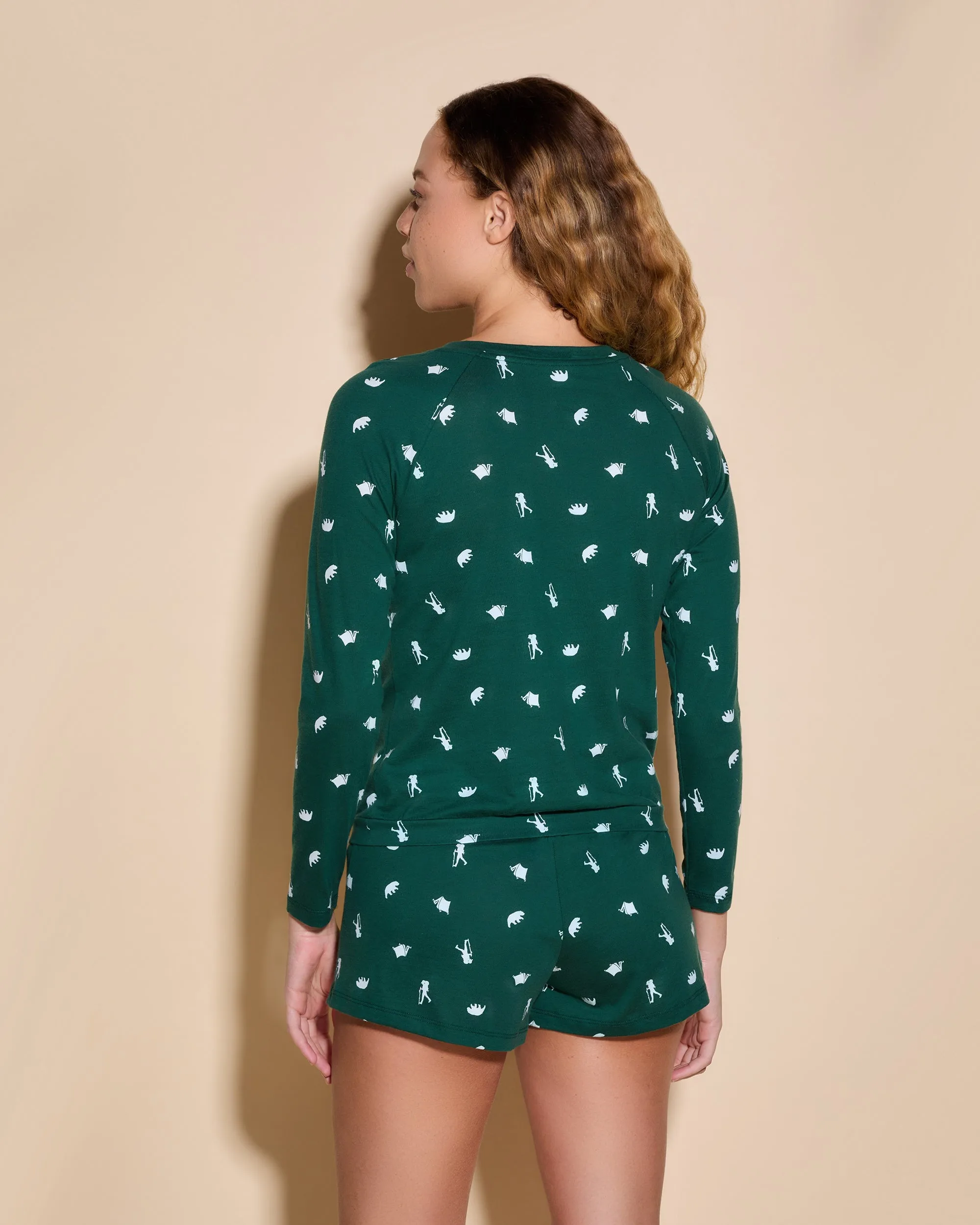 Conjunto Para Estar Por Casa Con Camisa De Manga Larga Y Pantalones Cortos