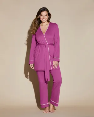 Curvy 3-Teiliges Pyjama-Set Mit Bademantel
