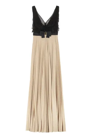 Elisabetta Franchi Bow-Detailed V-Neck Dress
