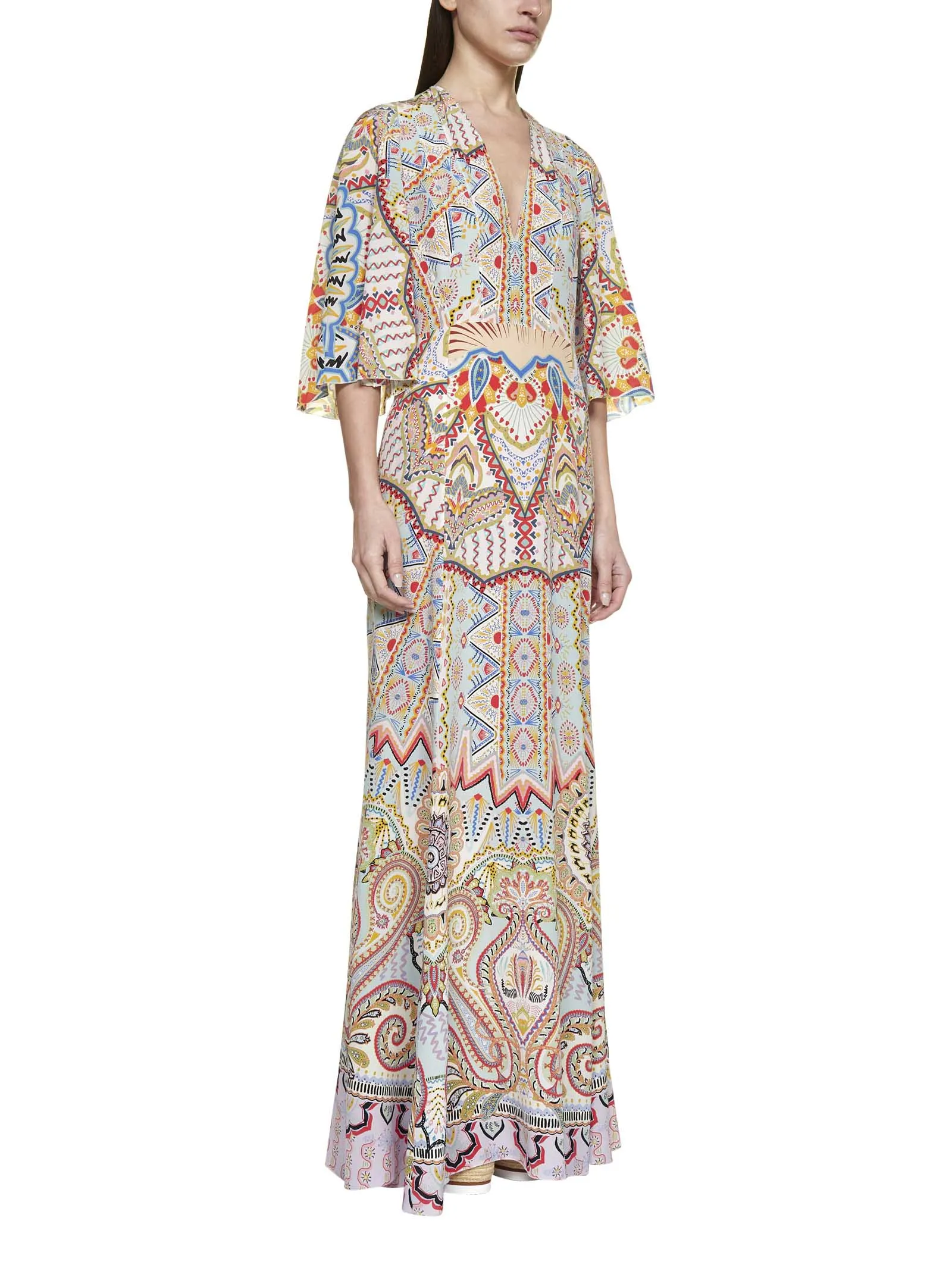 Etro Printed V-Neck Maxi Dress