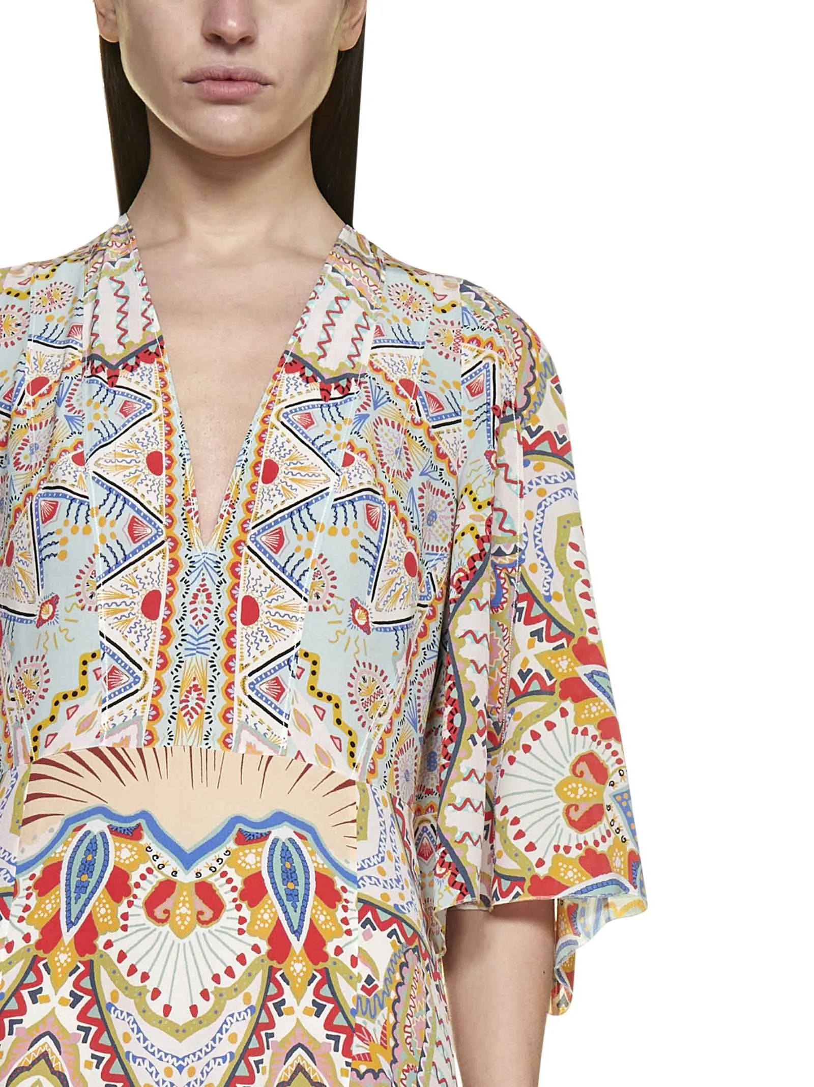 Etro Printed V-Neck Maxi Dress