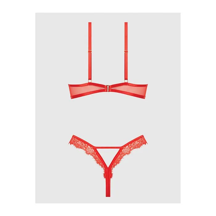 House of Desire Nadia Lace & Mesh Cutout Teddy Grenadine Orange
