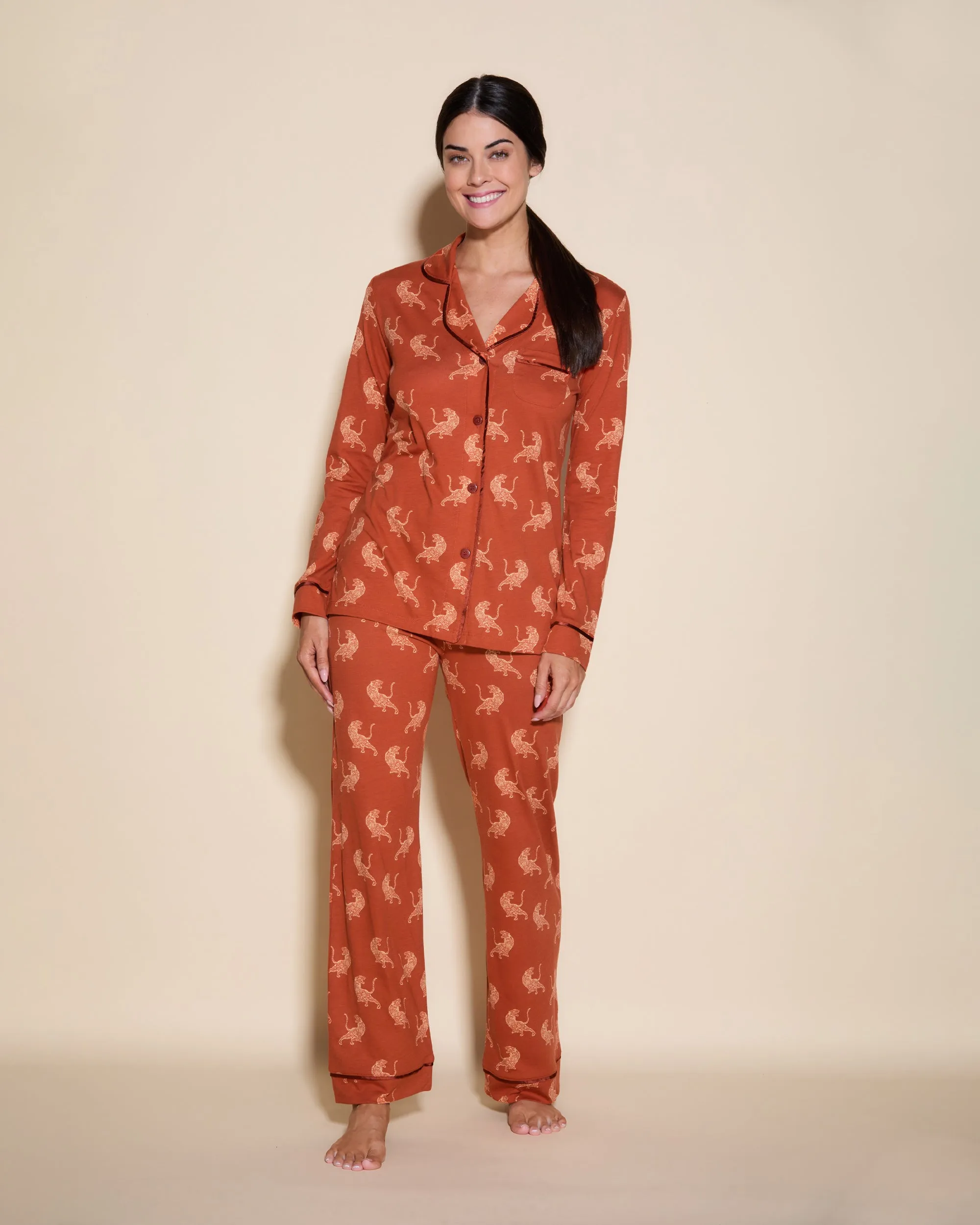 Langärmeliges Top & Hose Pyjama-Set