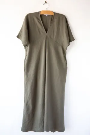 Linen V Drape Dress