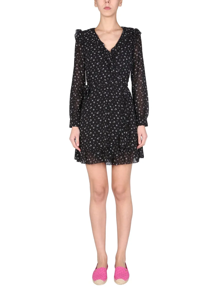 Michael Michael Kors Floral Print V-Neck Mini Dress
