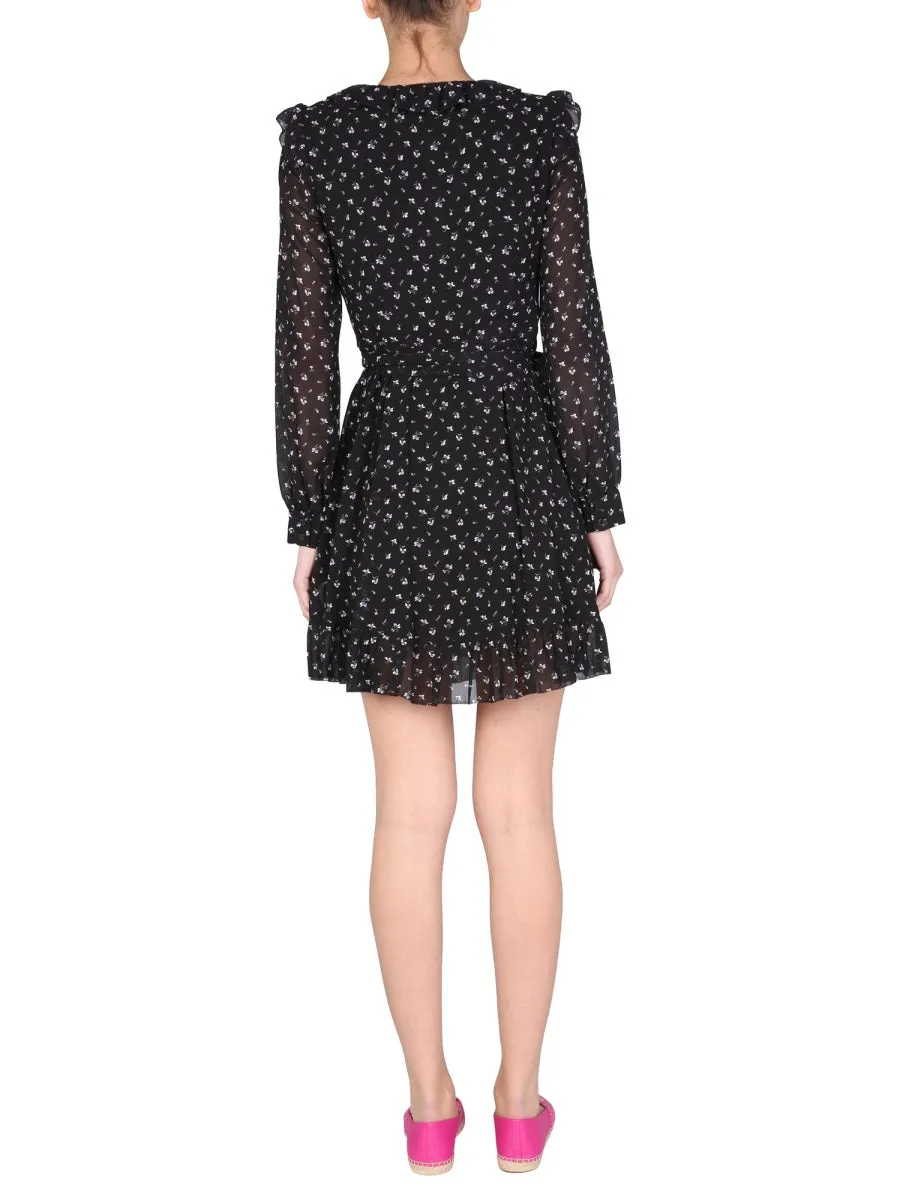Michael Michael Kors Floral Print V-Neck Mini Dress