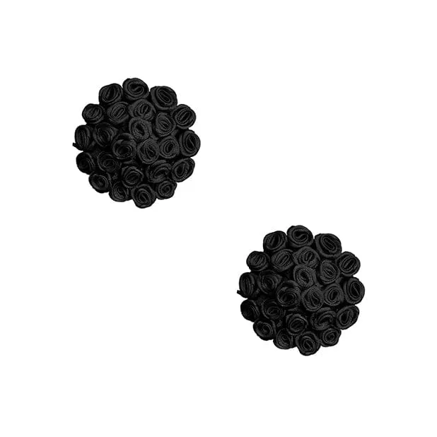 Neva Nude - Burlesque Nightfall Roses Reusable Silicone Pasties Nipple Covers O/S (Black)