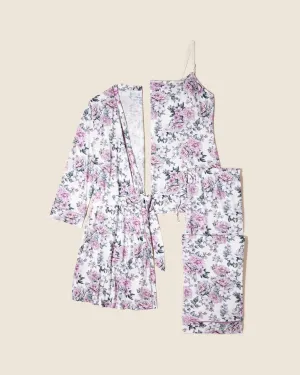 Nursing 3 Piece Set With Print Robe