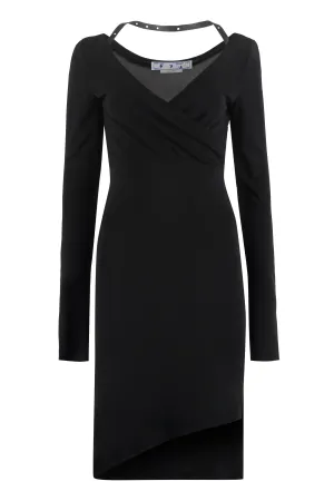 Off-White Halterneck Strap V-Neck Mini Dress