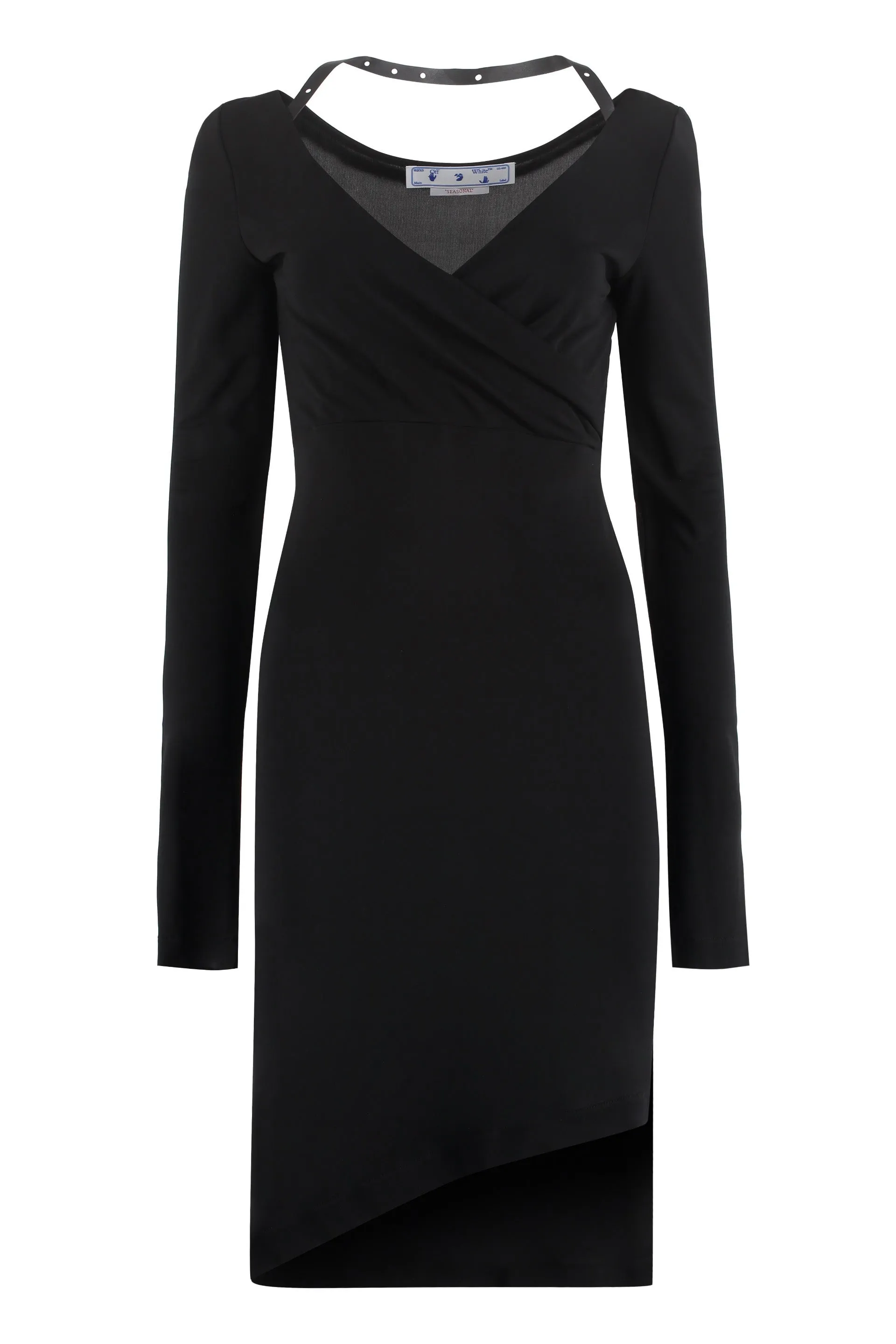 Off-White Halterneck Strap V-Neck Mini Dress
