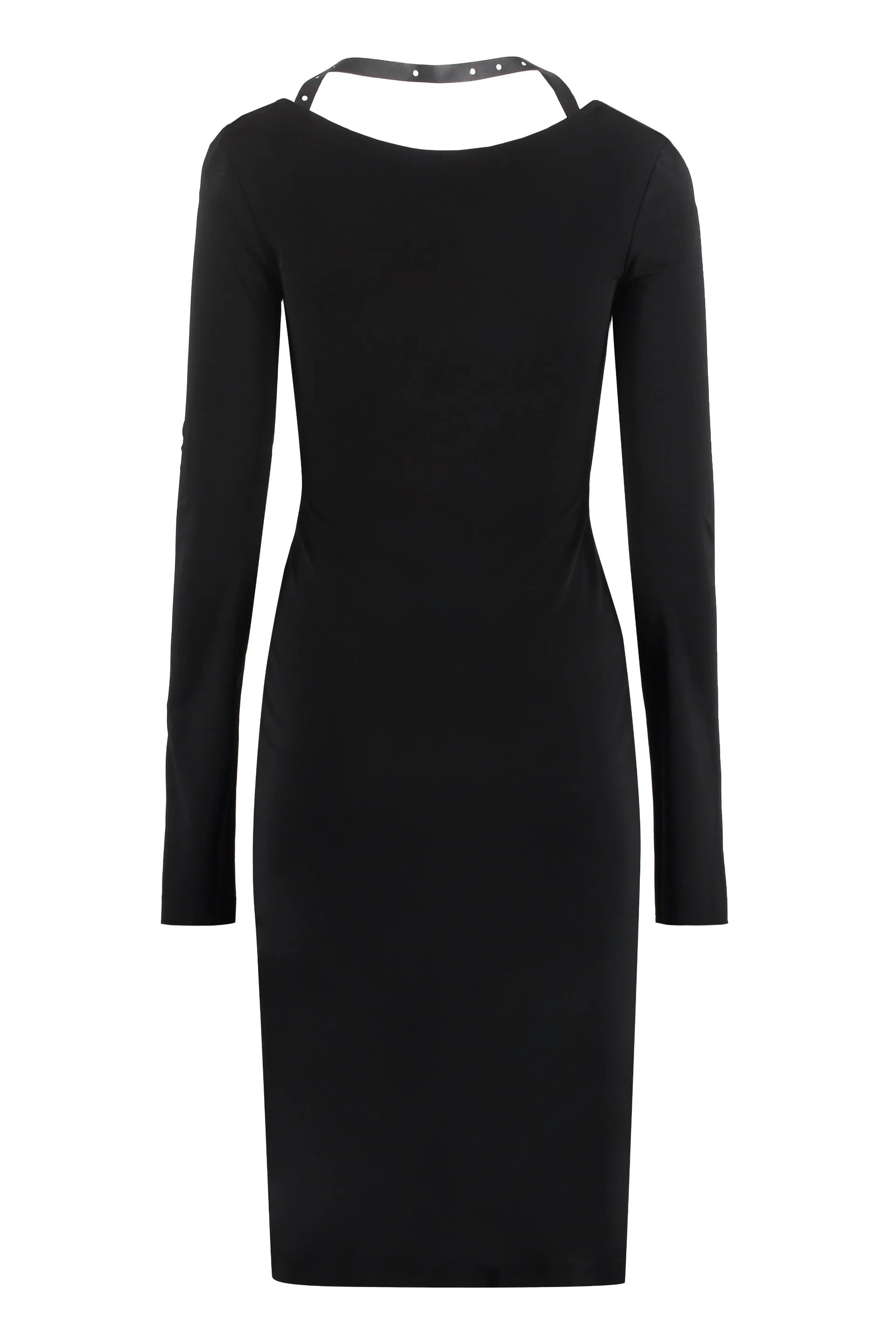 Off-White Halterneck Strap V-Neck Mini Dress