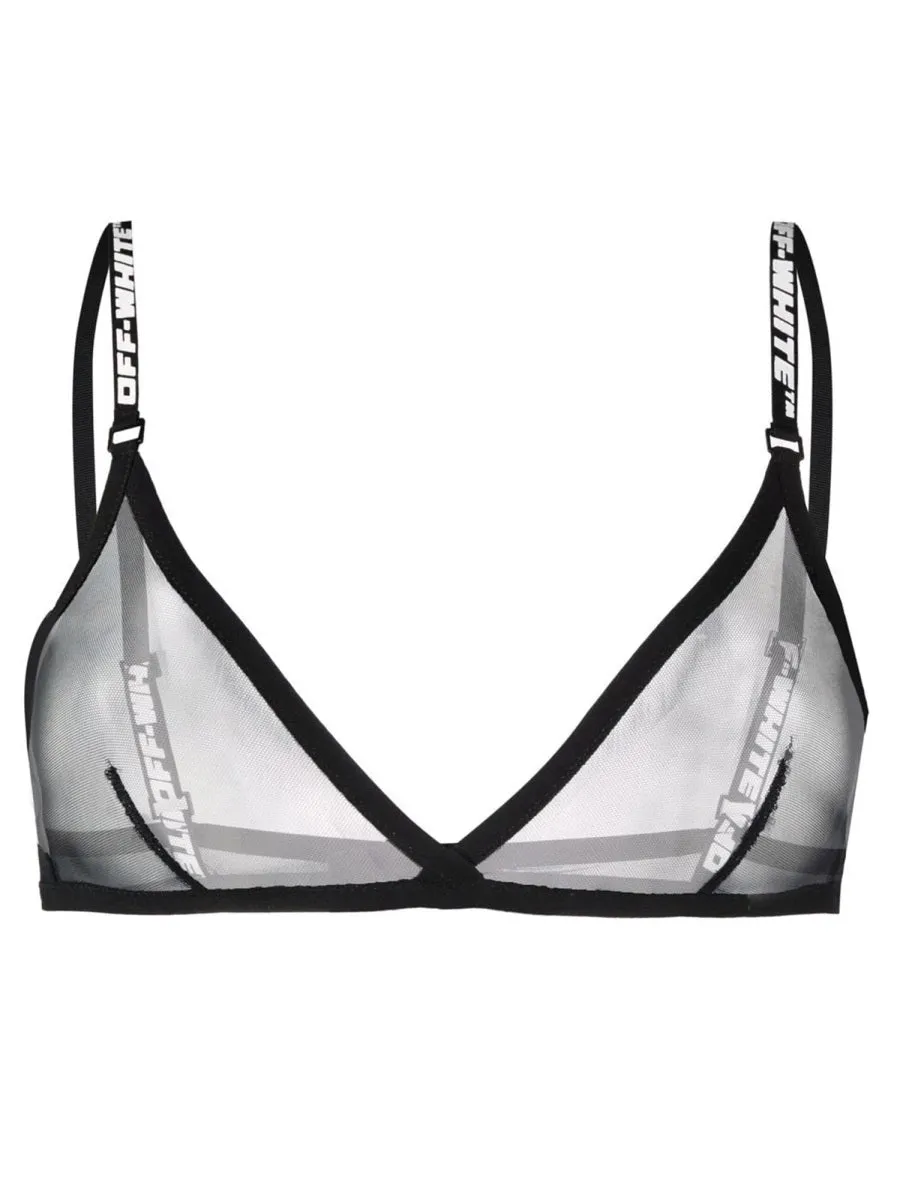 Off-White Logo Detailed Cropped Mesh Bra