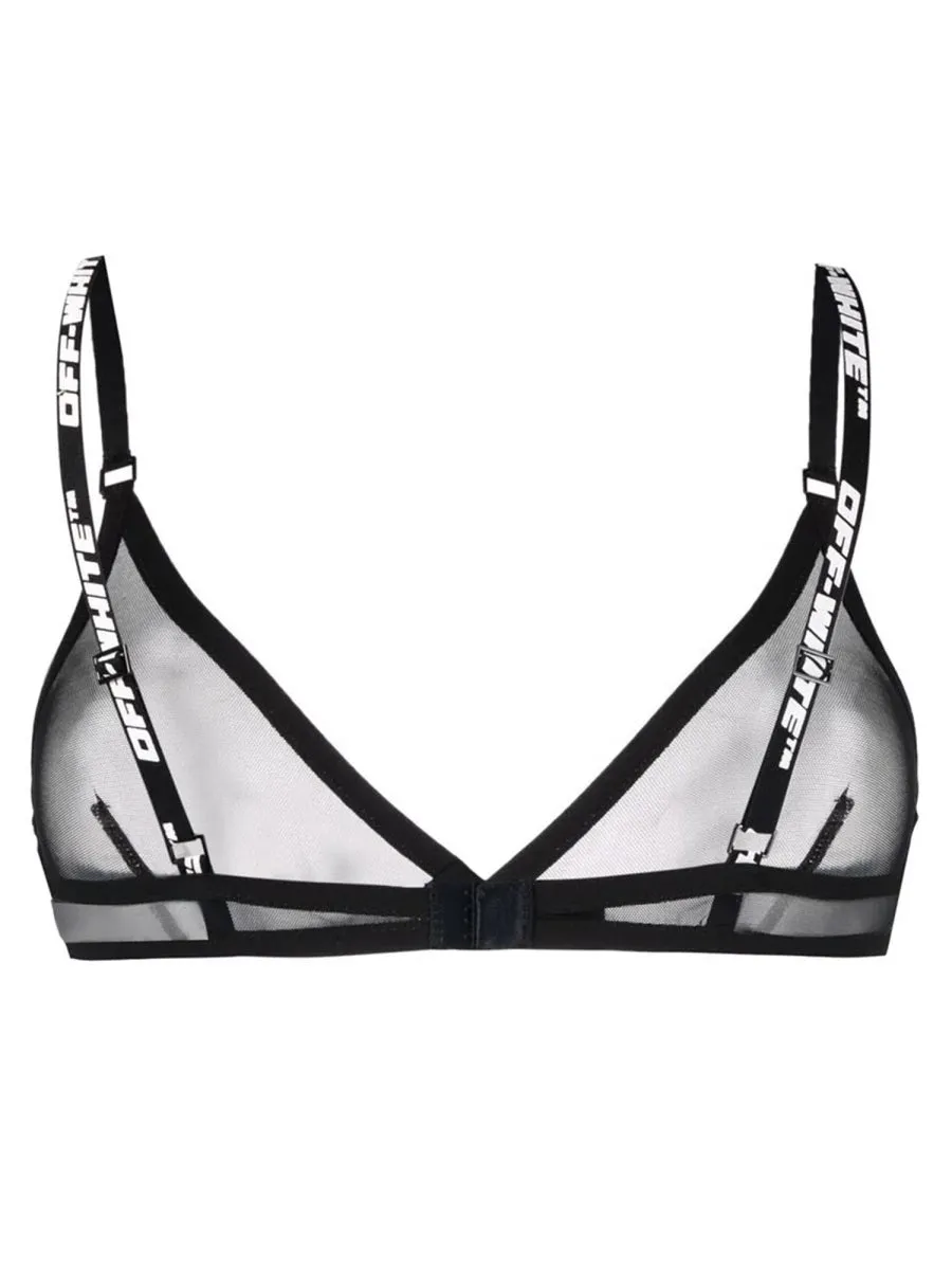 Off-White Logo Detailed Cropped Mesh Bra