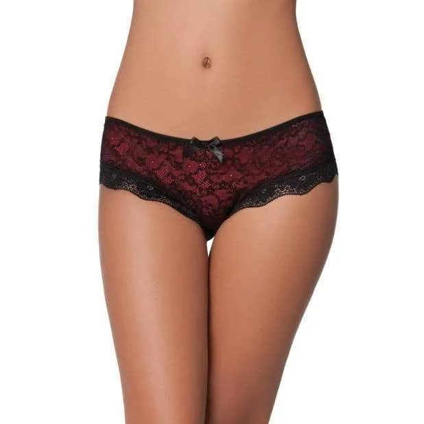 Oh La La Cheri - Cage Back Lace Panty X/L (Black/Red)