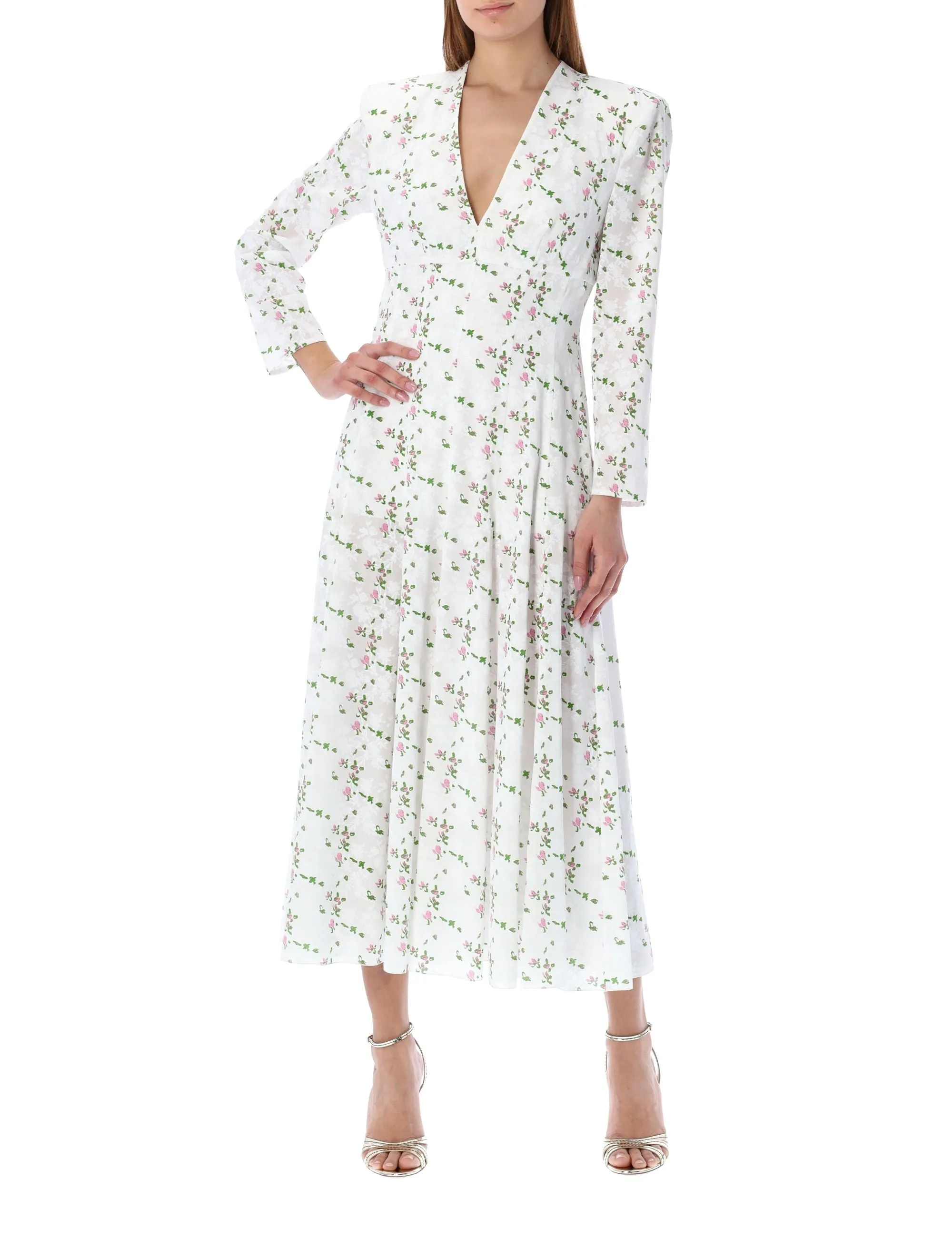 Philosophy Di Lorenzo Serafini V-Neck Floral Printed Midi Dress