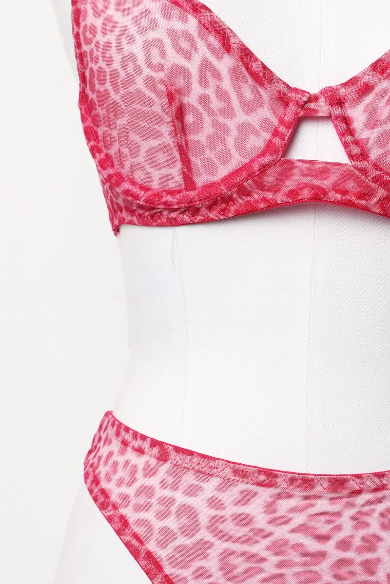 Pink Mesh Lingerie Set