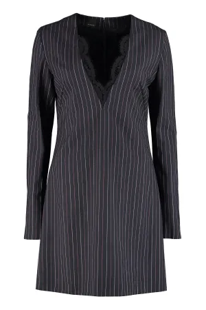 Pinko Striped V-Neck Long Sleeved Dress