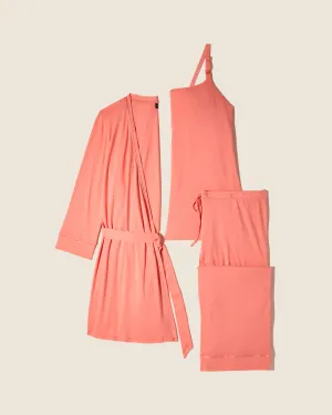 Pyjama-Set Für Schwangere, 3-Teilig, Mit Bademantel
