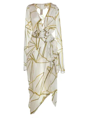 Rick Owens V-Neck Long Sleeved Midi Dress
