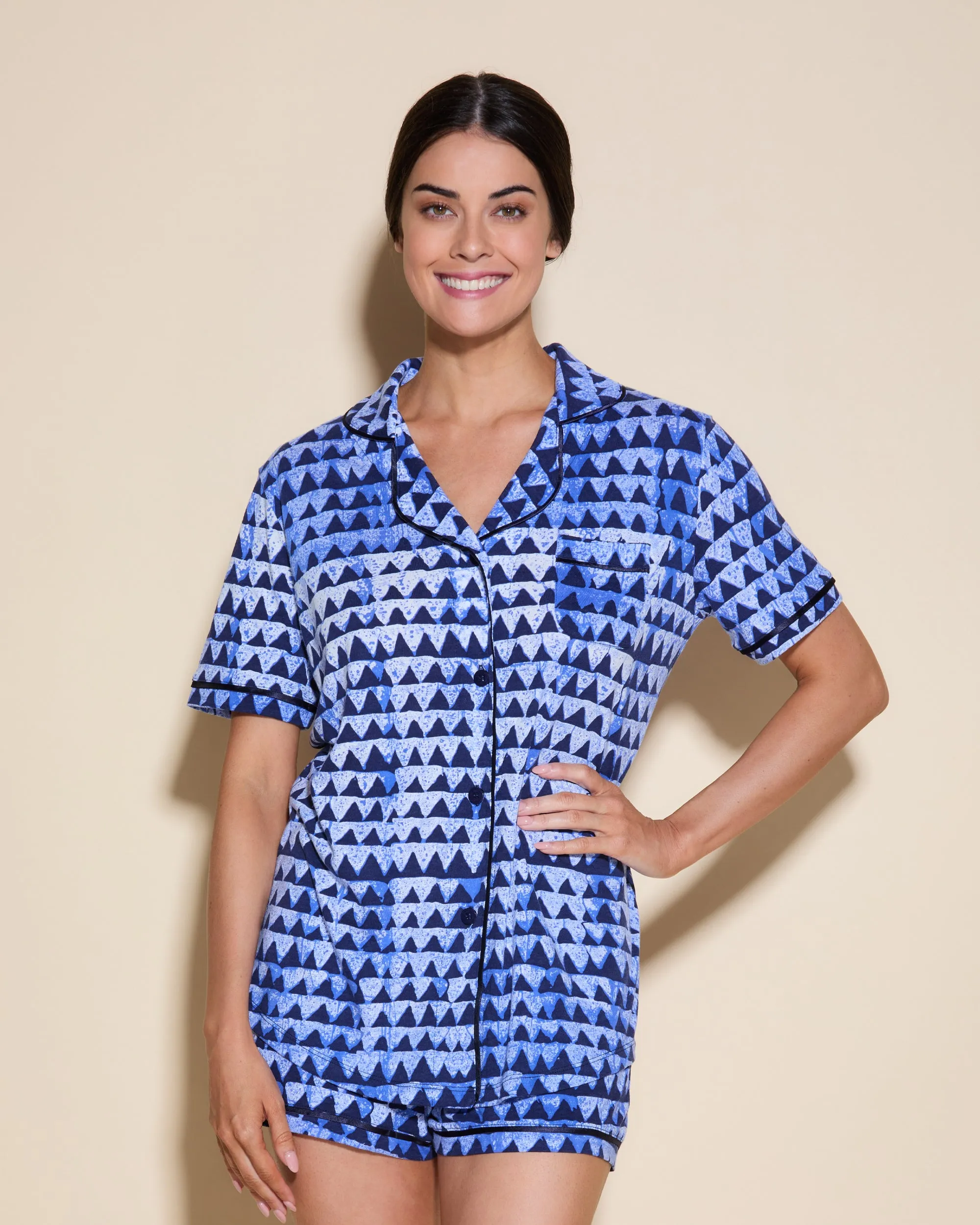 Short Sleeve Top & Boxer Pajama Set