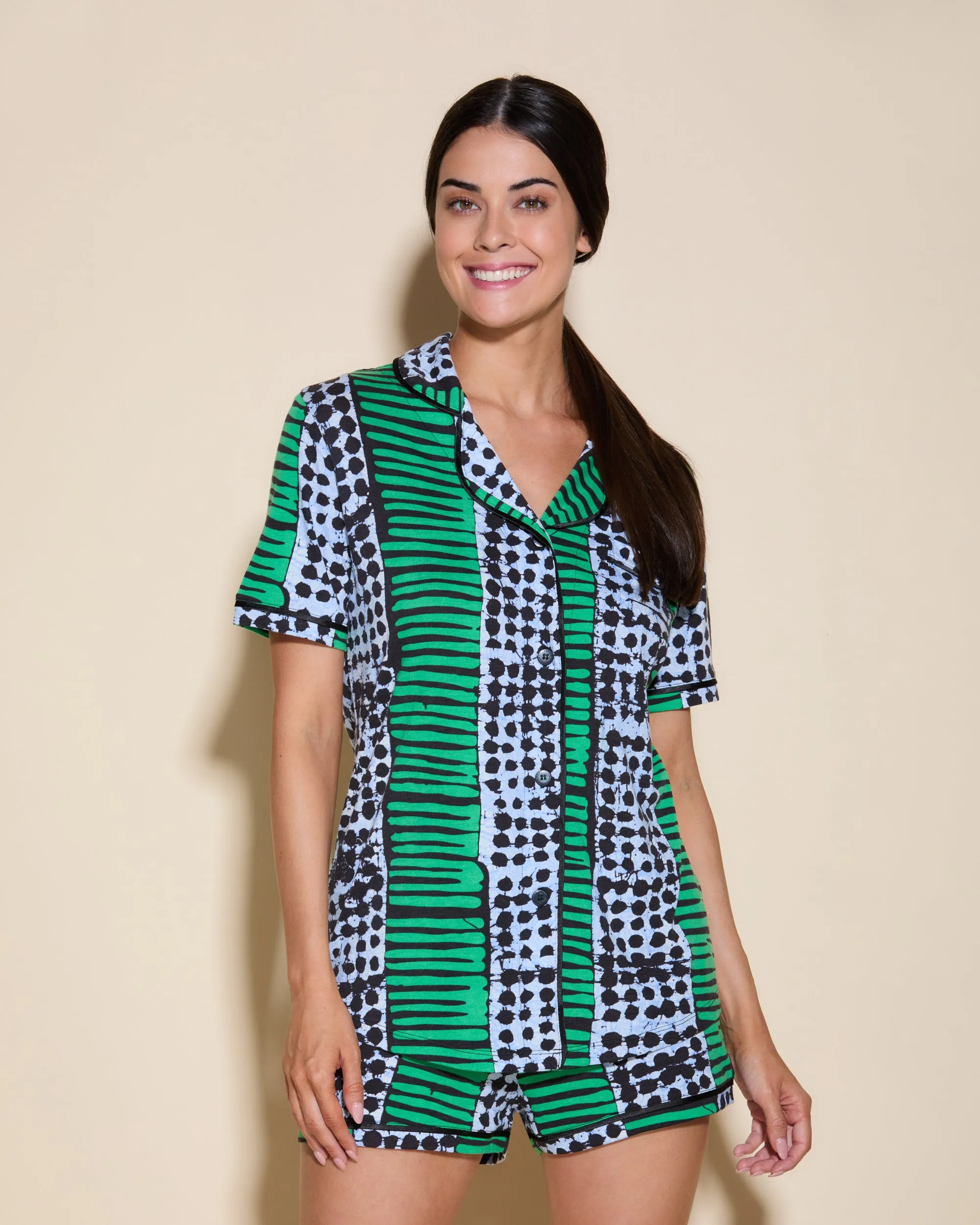Short Sleeve Top & Boxer Pajama Set