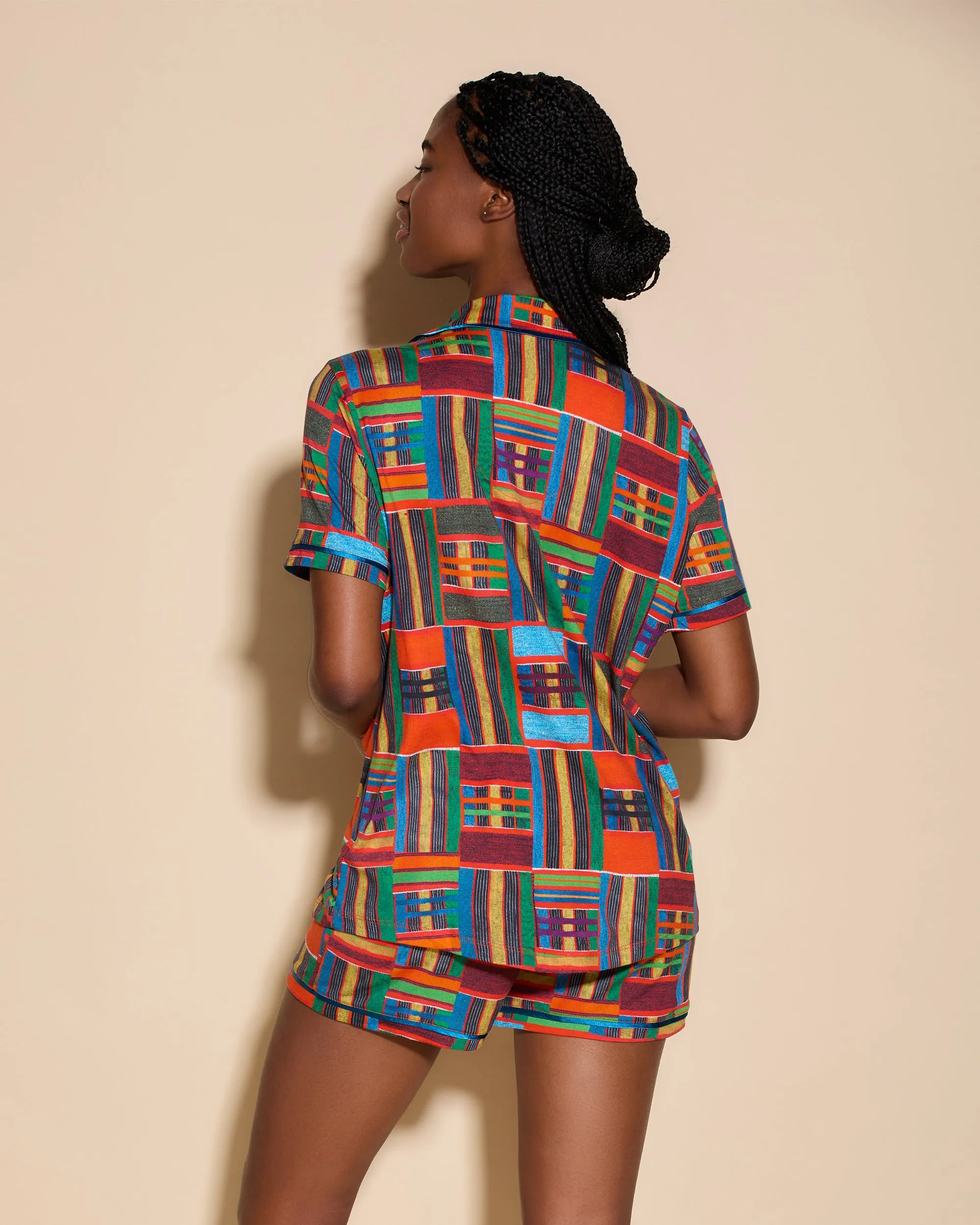 Short Sleeve Top & Boxer Pajama Set