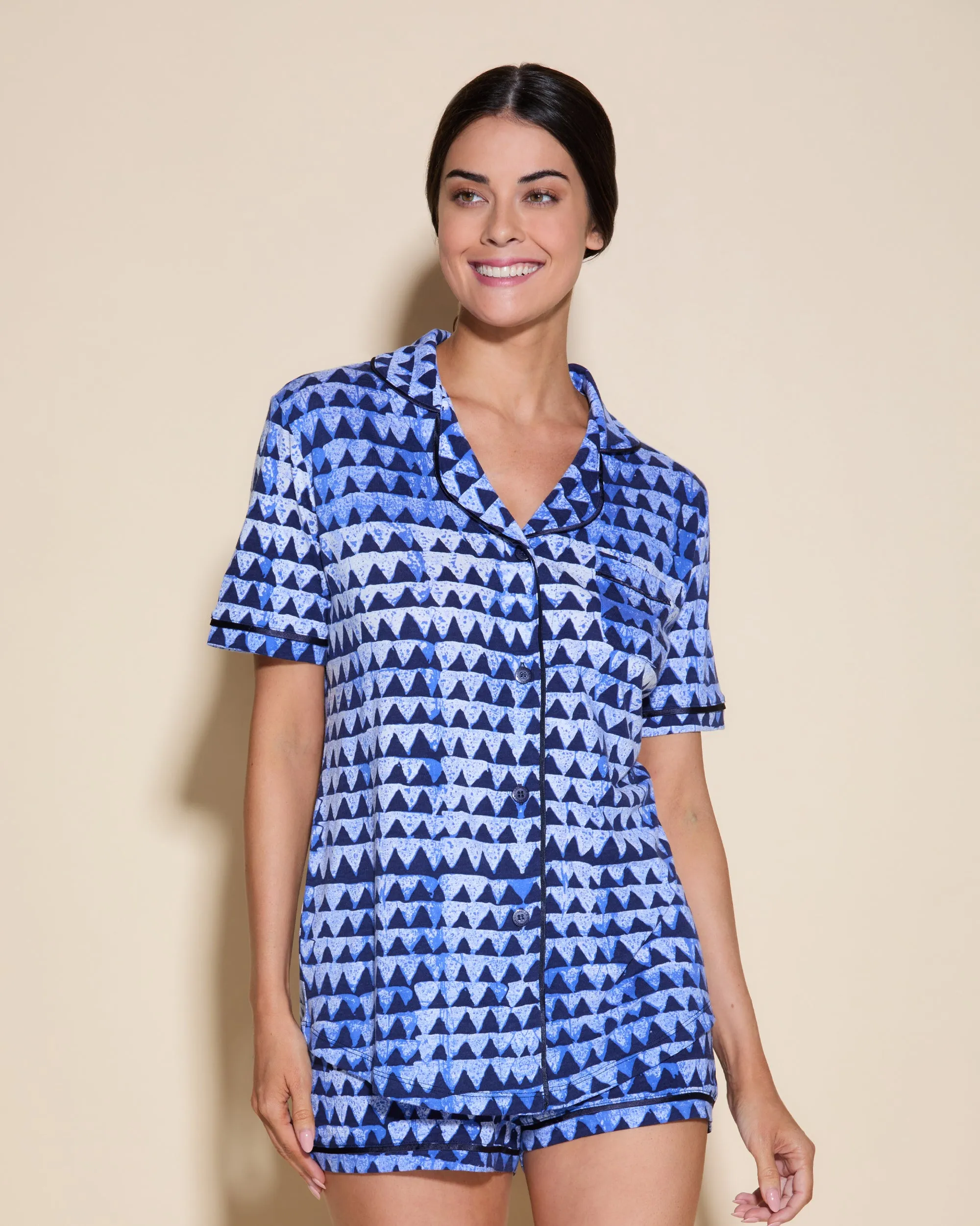 Short Sleeve Top & Boxer Pajama Set