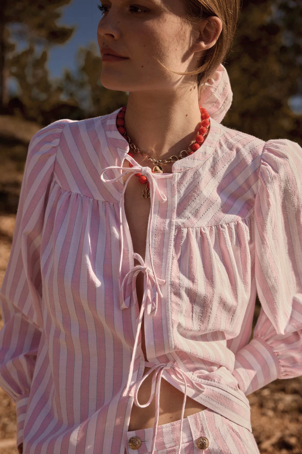 Short Simon rayures rose et blanc
