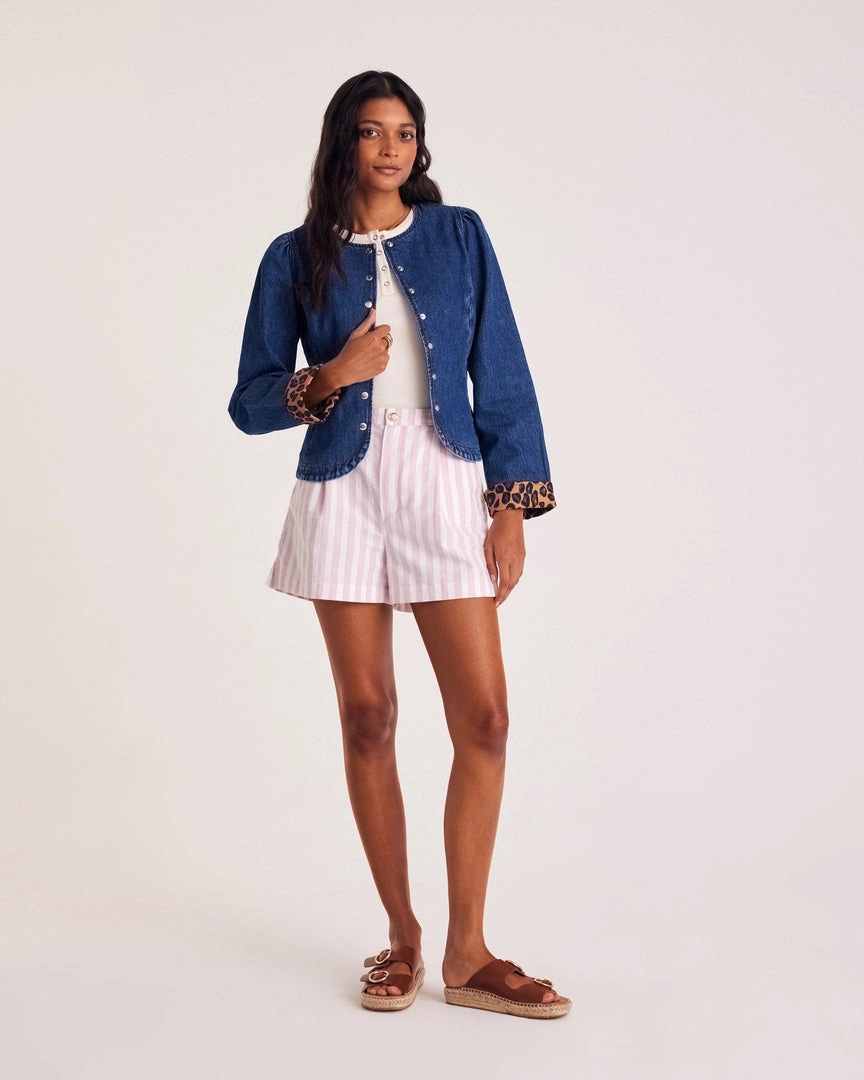 Short Simon rayures rose et blanc