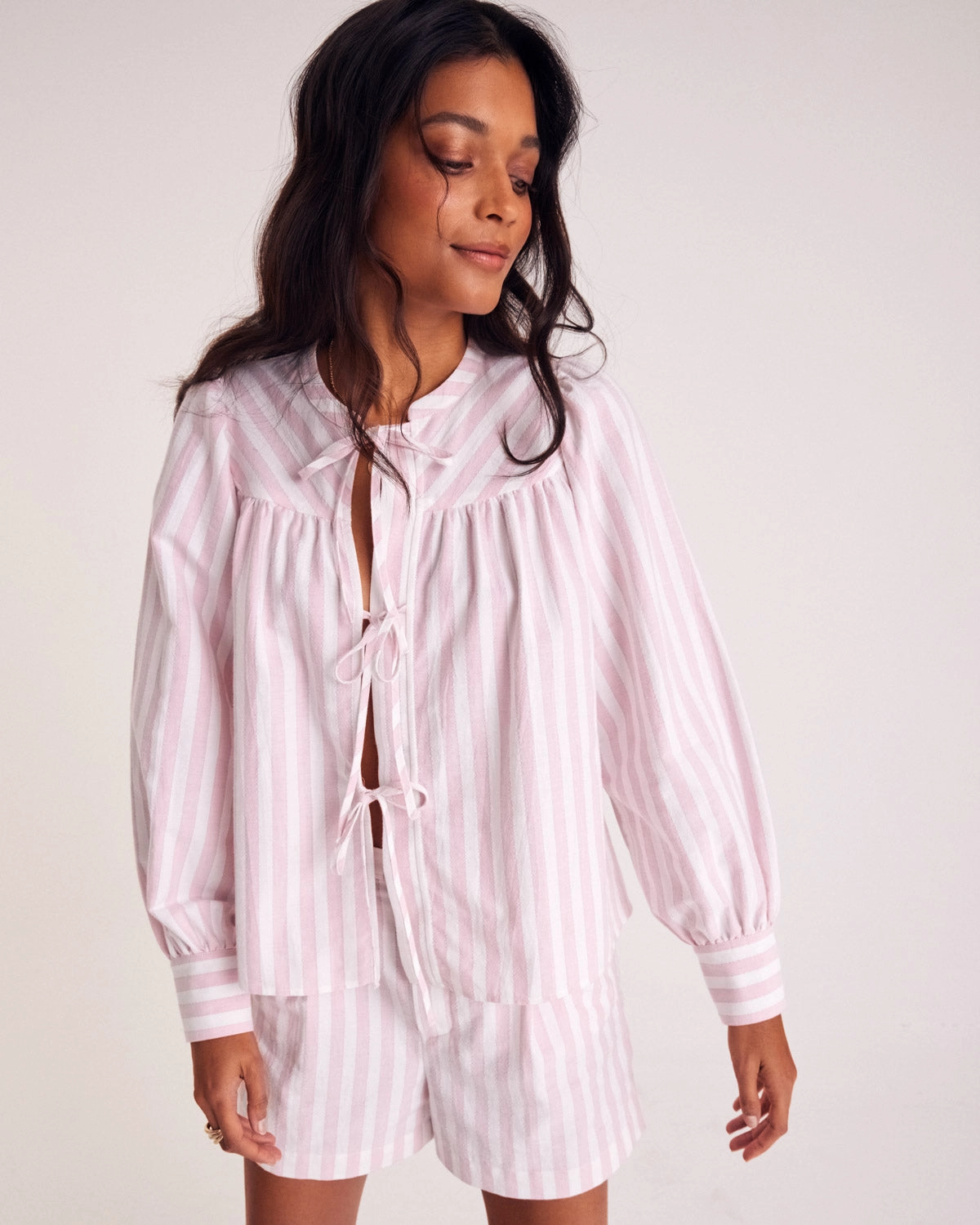 Short Simon rayures rose et blanc