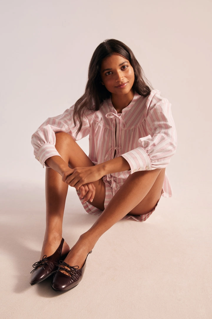 Short Simon rayures rose et blanc