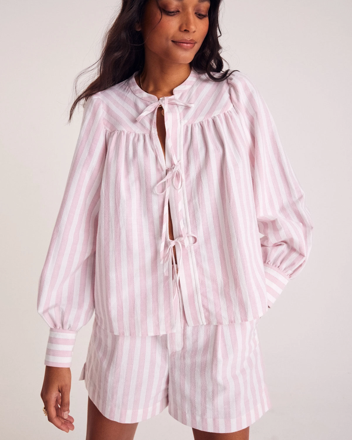 Short Simon rayures rose et blanc