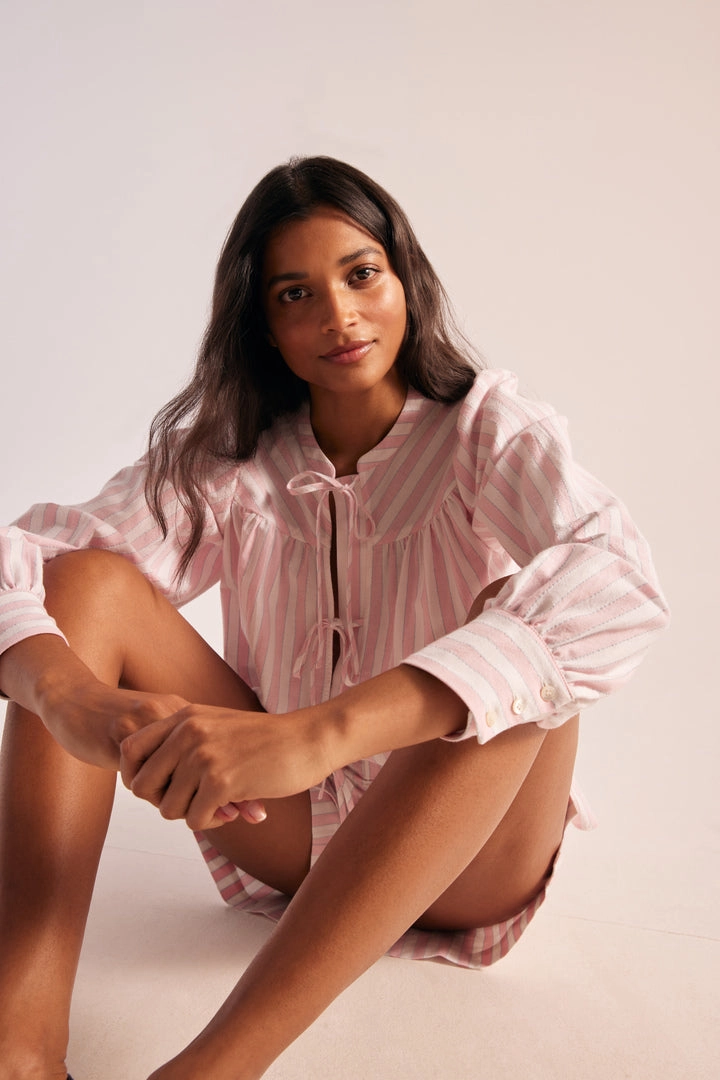 Short Simon rayures rose et blanc