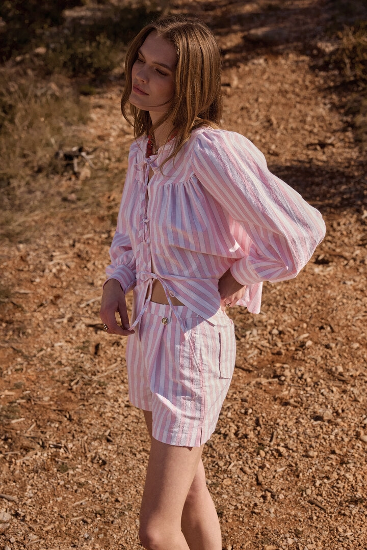Short Simon rayures rose et blanc