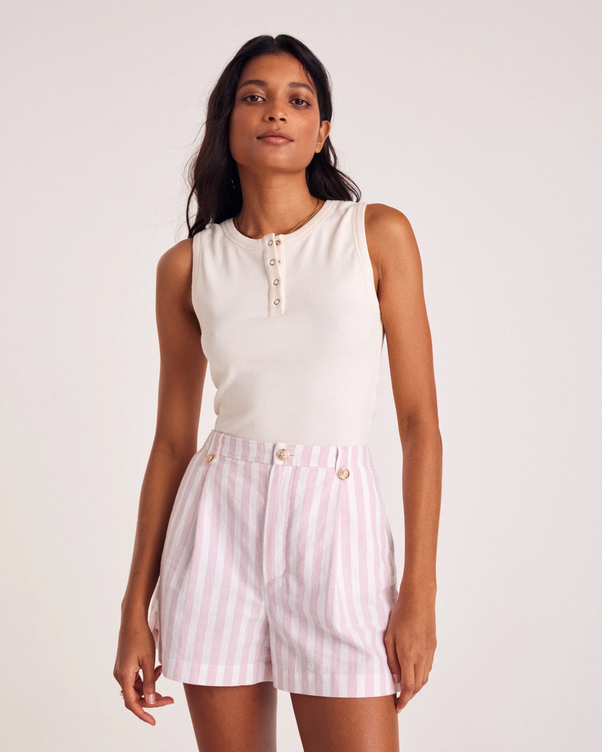 Short Simon rayures rose et blanc