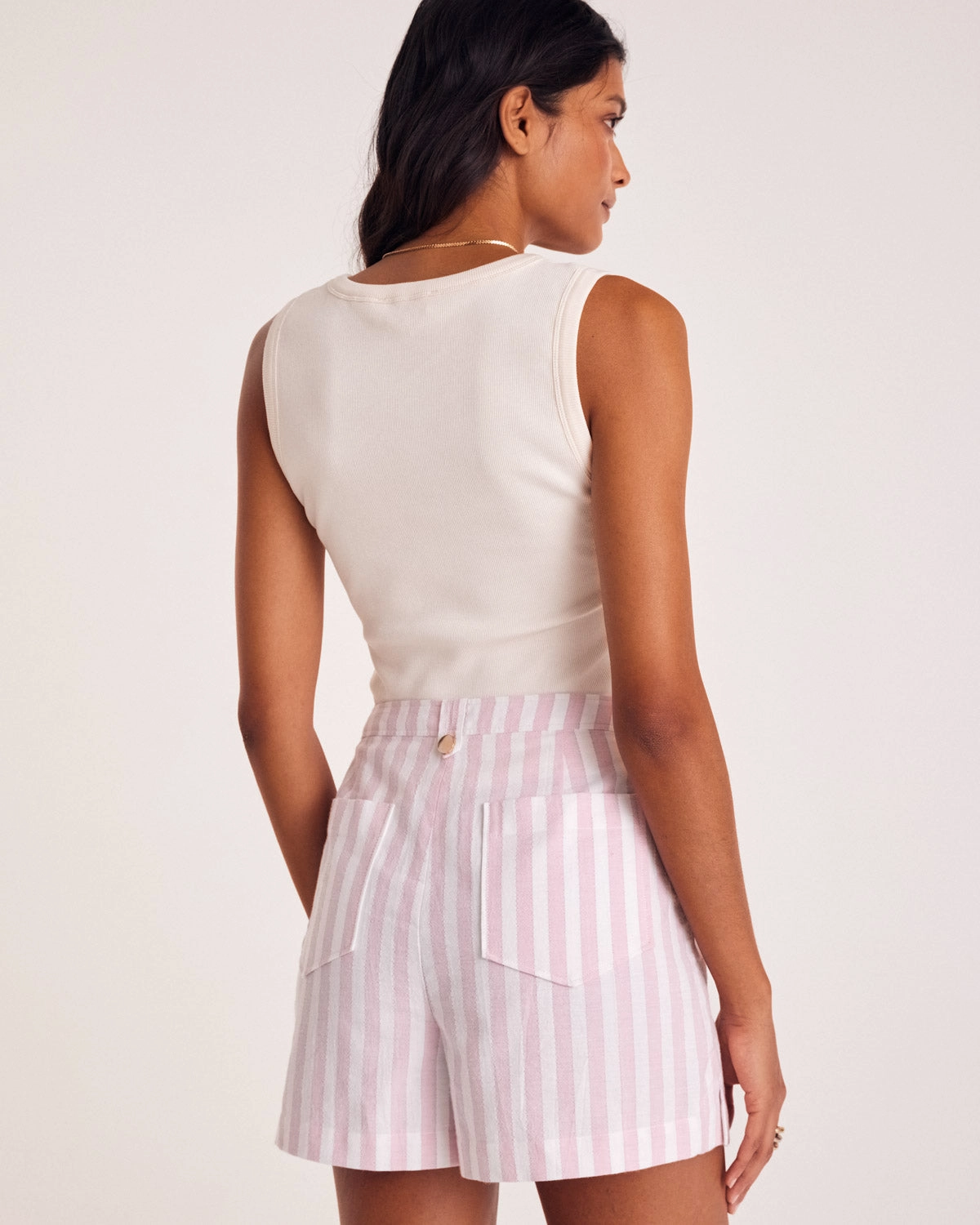 Short Simon rayures rose et blanc