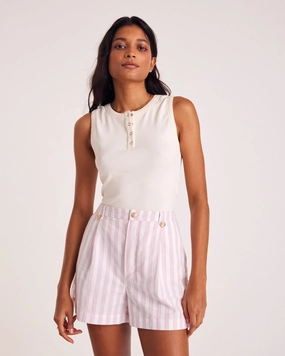 Short Simon rayures rose et blanc