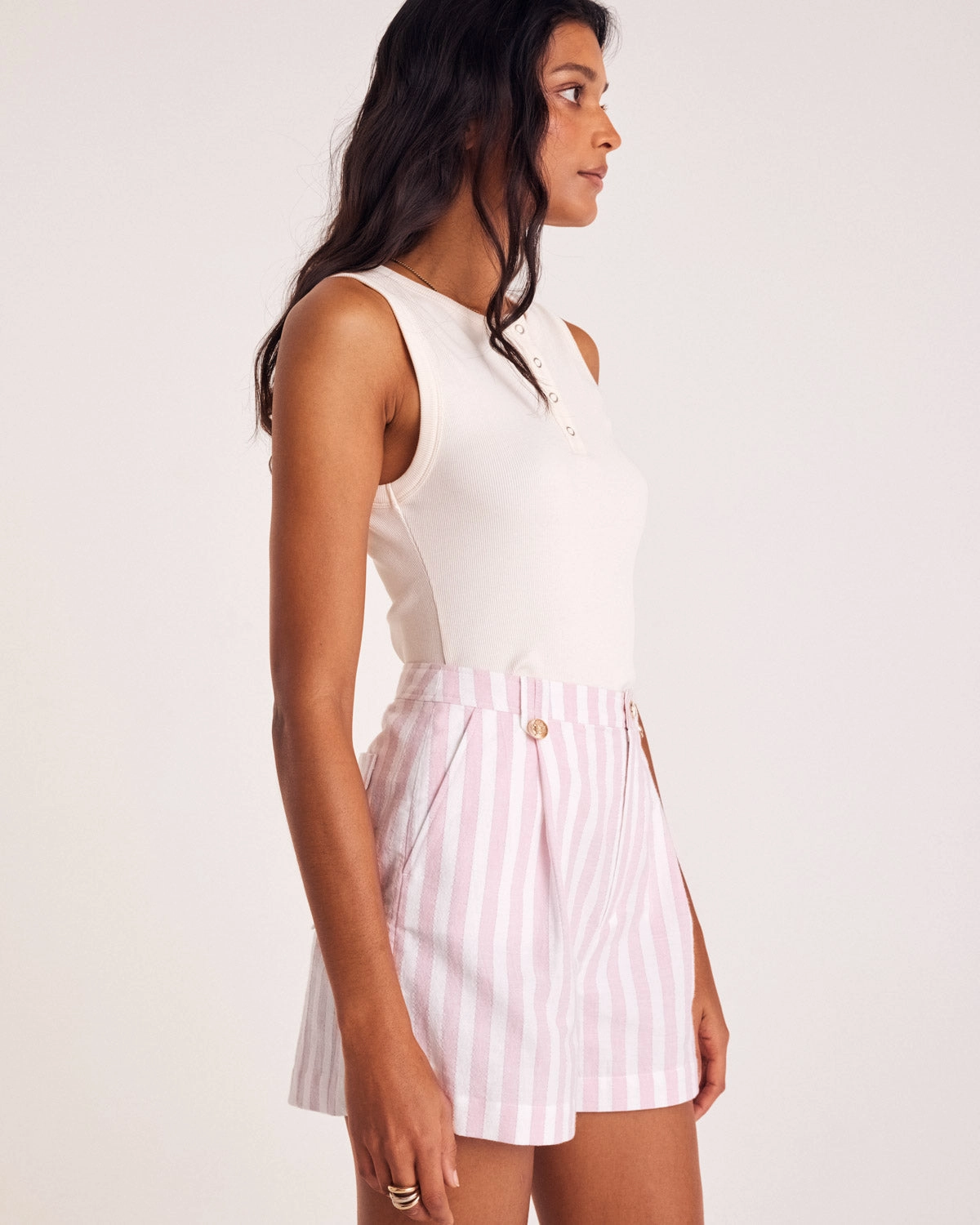 Short Simon rayures rose et blanc