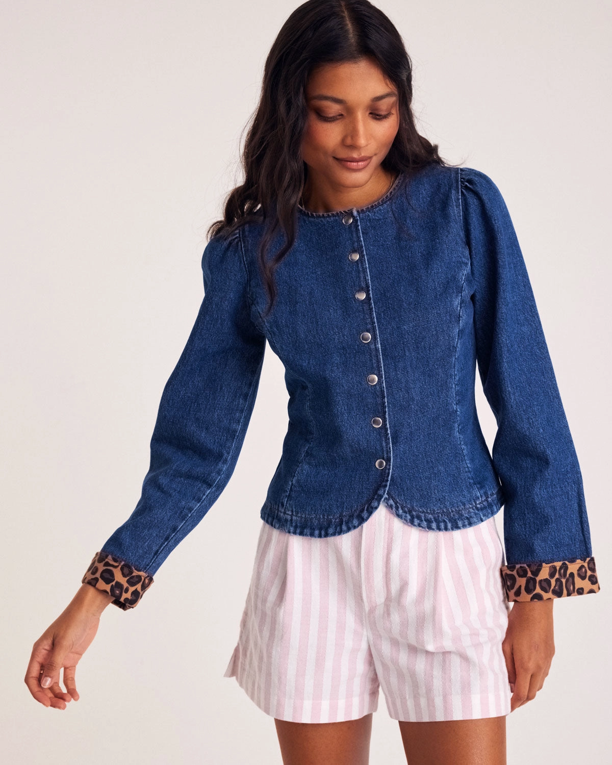 Short Simon rayures rose et blanc